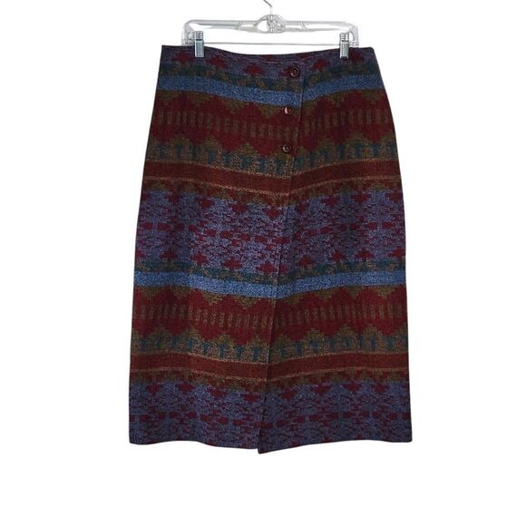Vintage skirt wool blend Aztec print Southwest Western Boho Cowgirl Country 12 - Picture 1 of 6